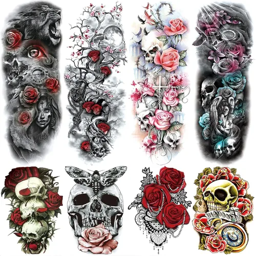 Vista 15 de Mangas temporales para tatuaje del 4 de julio para hombres y mujeres, 4 hojas grandes de brazo completo de Estados Unidos, patriótico 4 de julio