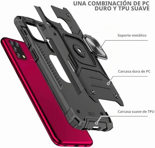 Vista 6 de Asuwish Funda de teléfono para Samsung Galaxy M30s M21 M31/M21s/F41 y protector de pantalla de vidrio templado, accesorios de soporte de anillo