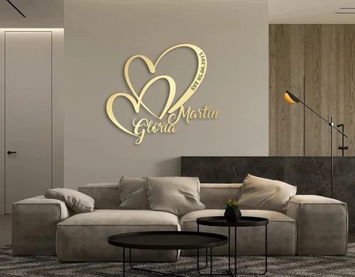 Vista 11 de Mariposa y corazones, arte de pared de metal personalizado, decoración moderna del hogar, decoración de pared de metal, regalo de inauguración