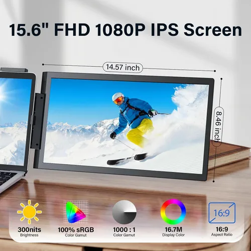 Vista 4 de Extensor de pantalla para portátil de 15,6 pulgadas, extensor de monitor
