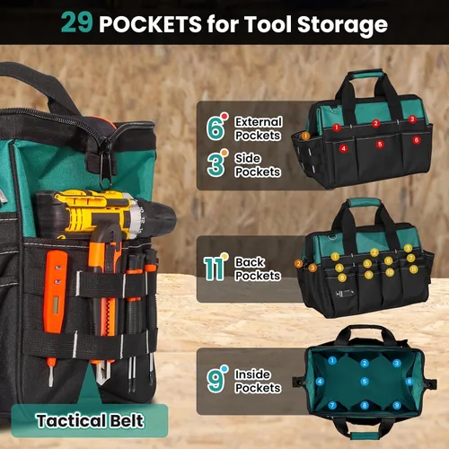 Vista 2 de FamilyKit Bolsa de herramientas resistente de 17 pulgadas para hombres