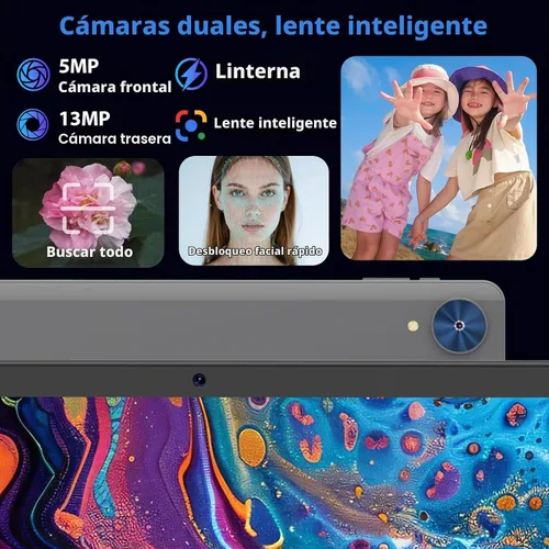 Vista 8 de Tablet Android 15 2026, tableta de 10 pulgadas con teclado, 26GB+256GB+2TB Negro