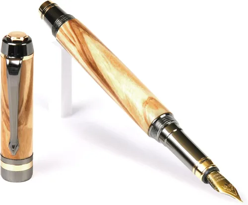 Vista 22 de Lanier Pens Pluma estilográfica Elite - Gun Metal - Negro y Blanco Ébano