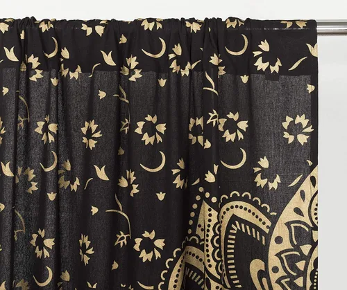 Vista 4 de Cortinas de ventana de mandala hippie indio, gitano, bohemio, sol, luna, hermosas cortinas para dormitorio, sala de estar, balcón, cenefa