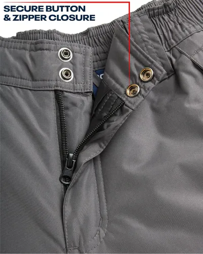 Vista 4 de Reebok Pantalones de nieve para niños Pantalones de snowboard pesados impermeables con bolsillos tipo cargo, polainas de nieve Pantalones de esquí