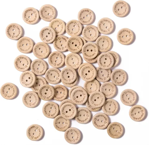 Vista 9 de 150 botones de madera hechos a mano para manualidades de 3/5 3/4 1 pulgada, botones de madera mixta, redondos, de madera, hechos a mano, con botones