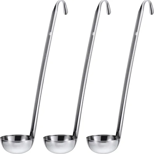 Vista 17 de meekoo 1 Pieza Cucharón de Acero Inoxidable para Sopa con Mango Cucharón con Borde Vertedor para Cocina Cocinando Sopa Salsa (1 oz)
