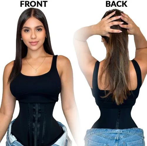 Vista 8 de Silueta Perfecta Faja de entrenamiento de cintura para mujer, Faja colombiana de reloj de arena, corsé de doble compresión en la cintura extrema.