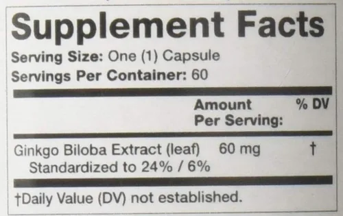 Vista 3 de Olympian Labs Extracto de Ginkgo Biloba 60 Cápsulas Vegetarianas
