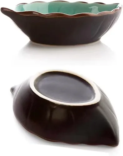 Vista 3 de 4 cuencos creativos en forma de hoja de cerámica para salsa de soja, platos de frutas pequeñas, postre aperitivo, platos para servir, vajilla