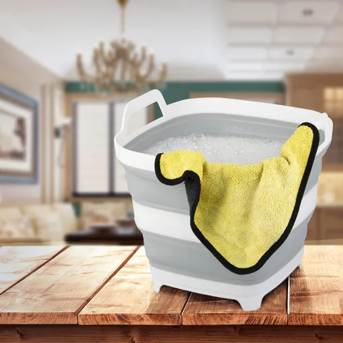 Vista 7 de Paquete de 2 cubos de hielo plegables con 2.77 galones / 10.5 litros cada uno, enfriador de bebidas plegable para vino, cerveza y champán, bañera