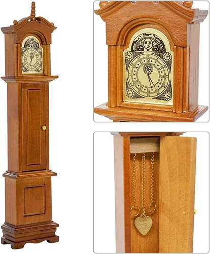 Vista 2 de Odoria 1/12 Reloj miniatura para abuelo, casa de muñecas, accesorios de muebles victorianos