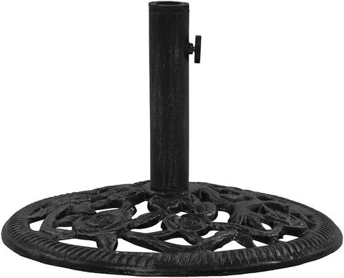 Vista 4 de Cast Iron Umbrella Base with Floral Design, Heavy Duty Black Umbrella Base for Patio and Balcony Stability
