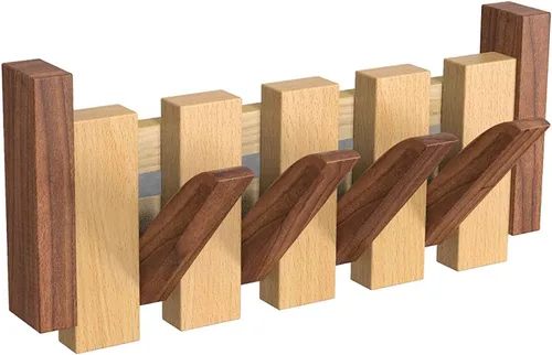 Vista 7 de Perchero de Pared de Madera, Perchero de Pared de Madera con 6 Ganchos Magnéticos Abatibles Piano Perchero de Pared para Entrada, Baño, Dormitorio