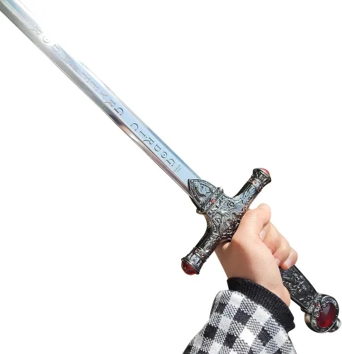 Vista 4 de Espada Goblins de acero inoxidable de 34.3 pulgadas con mango de rubí negro para regalo, cosplay, colección