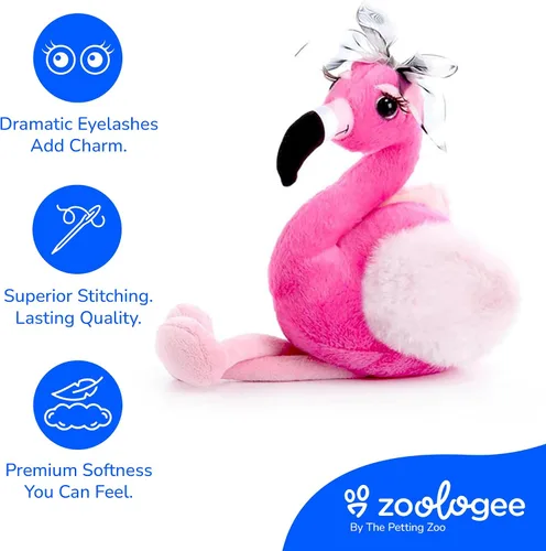 Vista 4 de The Petting Zoo, Lash'z - Peluche de flamenco, regalos para niñas, juguete de peluche de flamenco de 14 pulgadas