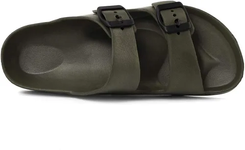Vista 5 de FUNKYMONKEY - Sandalias planas cómodas para mujer, de etilvinilacetato, ajustables con hebilla doble