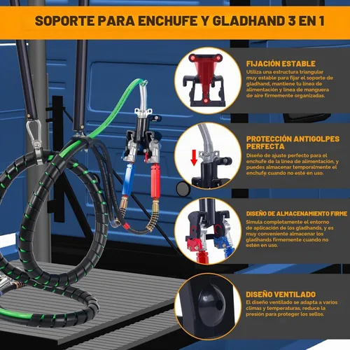 Vista 2 de Kit de líneas de aire para camión semirremolque de 15 pies con kit de resorte tensor de 2 piezas y acoplamientos rápidos con soporte y manijas KIT