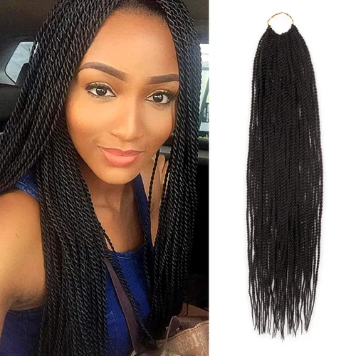 Vista 17 de AU-THEN-TIC Cabello senegalés con trenzas de ganchillo de 22 pulgadas, paquete de 2 paquetes de 40 mechones por paquete, extensiones de cabello