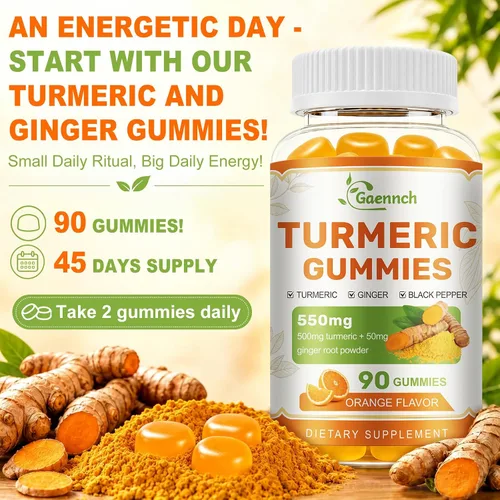 Vista 4 de Turmeric and Ginger Gummies 90 Count with Black Pepper for High Absorption