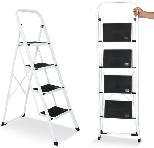 Vista 11 de F2C Escalera de 2 escalones, taburete de 2 escalones para adultos, taburete plegable de 2 escalones con práctico mango de empuñadura, capacidad
