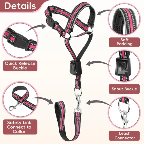 Vista 8 de BARKLESS Bozal de nailon suave para perros grandes y medianos, 2 en 1, con lazo acolchado ligero para beber y alimentar, protector bucal ajustable