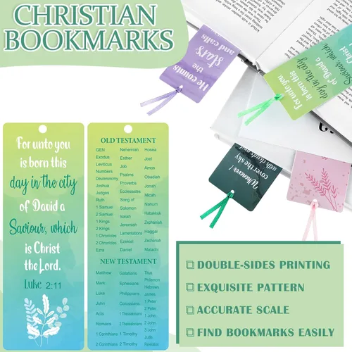 Vista 3 de Chinco Paquete de 120 marcadores de versículos bíblicos para mujeres, escritura cristiana, marcadores inspiradores con cintas, marcadores