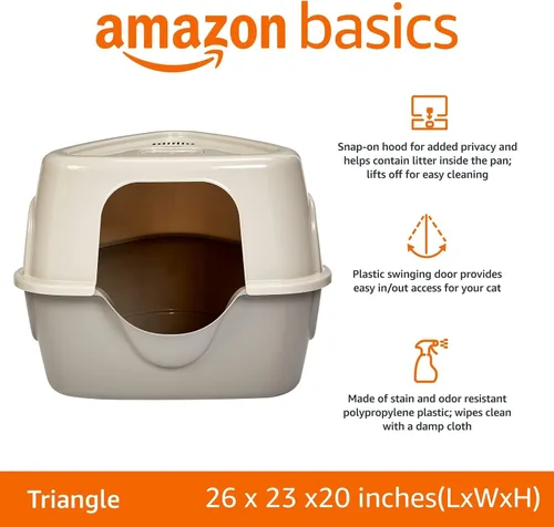 Vista 2 de Amazon Basics Caja de arena para gatos con tapa, sin ensuciar, estándar, unisex, carbón, 26 x 23 x 20 pulgadas