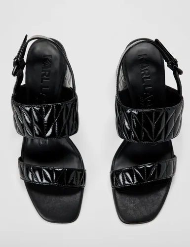 Vista 5 de Karl Lagerfeld Paris womens Sarina Quilted Open Toe Leather Heeled Sandal negro acolchado