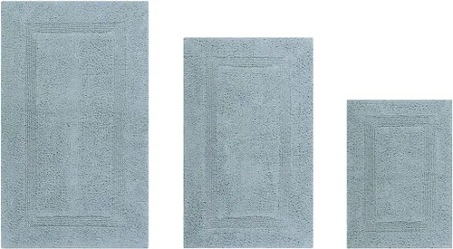 Vista 543 de Better Trends - Juego de 2 alfombras de baño 100% algodón, extra suaves, con borlas, de 17" x 24", alfombra de baño superabsorbente y reversible