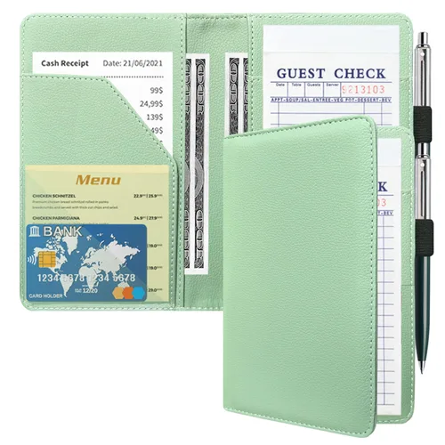 Vista 22 de ACdream - Libretas de servicio para camarera, libreta de anotación de comensales, lindo organizador de piel y cartera, para presentar la cuenta