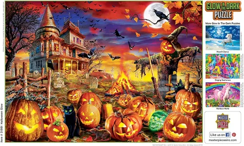 Vista 8 de MasterPieces Rompecabezas de Halloween de 500 piezas que brillan en la oscuridad – All Hallow's Eve – 15 x 21 pulgadas