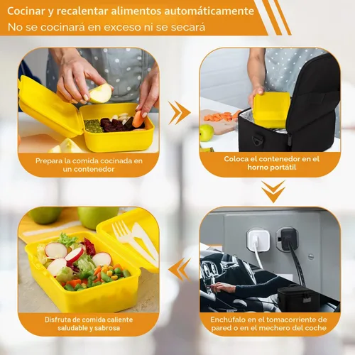 Vista 8 de Aotto Horno Portátil, Lonchera Eléctrica Calentador de Alimentos - 12V/24V/110V 3 en 1 Calentador de Alimentos para Coche - Mini Microondas Personal