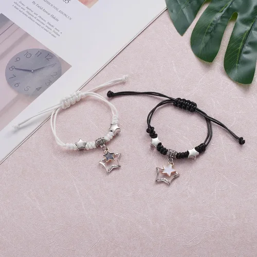 Vista 2 de Aesnefe Pulseras para parejas para 2 personas Pinky Promise a juego para parejas, regalos de relación de larga distancia para novio, aniversario