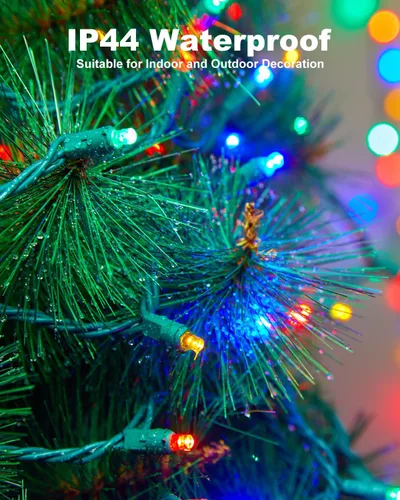 Vista 2 de Mini cadena de luces LED de Navidad, 14 pies, 50 luces LED F5, multicolor, luces de árbol de Navidad conectables para corona, guirnalda, fiesta