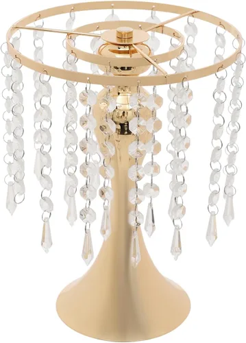 Vista 4 de Juego de 10 portavelas de metal dorado de 10.2 pulgadas de alto, florero, arreglo floral, candelabro, candelabro, portavelas para bodas, fiestas