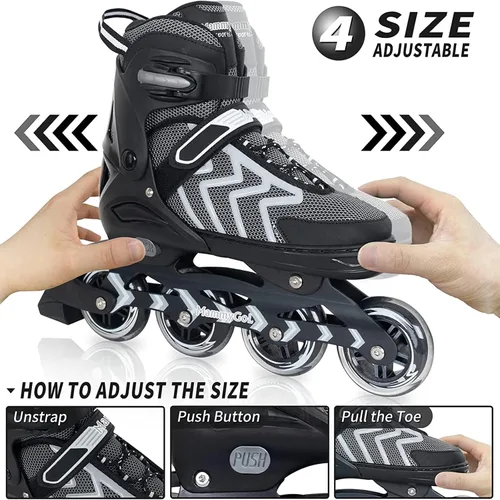 Vista 6 de MammyGol Patines en línea para adultos y niños, patines ajustables, agresivos y duraderos con ruedas gigantes, patines de alto rendimiento