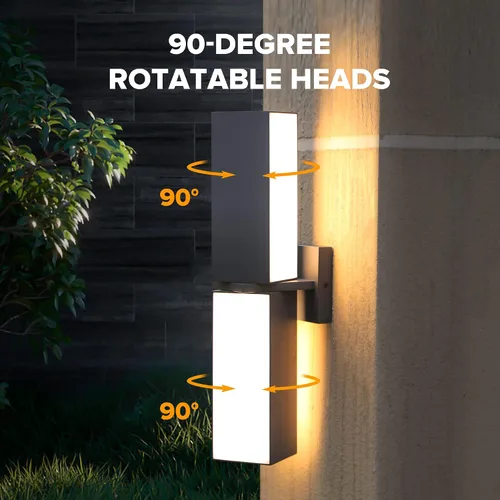 Vista 5 de LUTEC Luz de pared LED de 1100/2000LM 3000K al aire libre, impermeable exterior moderna luz de porche para patio, jardín, patio