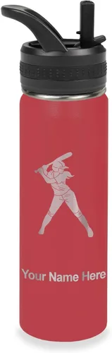 Vista 10 de LaserGram Botella de agua personalizada de 32 onzas, jugador de softbol Regalo grabado para jugadores de sóftbol, acero inoxidable aislado al vacío