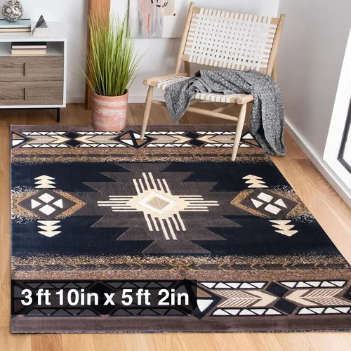 Vista 72 de YHSF South West - alfombra estilo nativo americano del suroeste C318 - fácil de limpiar, gruesa, suave, duradera, alfombra inspirada en tribus