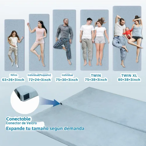 Vista 4 de KingChii CertiPUR-US - Colchón de espuma viscoelástica para campamento, portátil, enrollable, para viajes, campamento, colchoneta para dormir