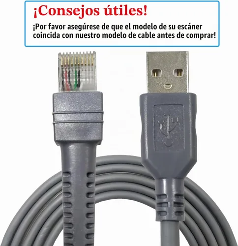Vista 2 de Cable USB para escáner de código de barras Symbol Zebra Motorola, cable USB a RJ45, CBA-U01-S07ZAR LS2208-SR DS2208 DS8178 LS1203 LS4208 DS4208