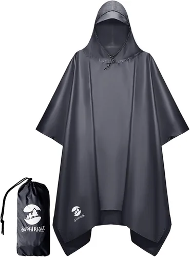 Vista 15 de SaphiRose Poncho de lluvia con capucha, impermeable, para hombres, mujeres y adultos Algas Azul 1 Pack
