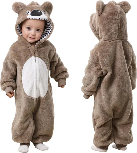 Vista 9 de TONWHAR Toddler Kids Halloween Cosplay Costume Koala Inspired Hooded Romper for Baby Boys & Girls Azul
