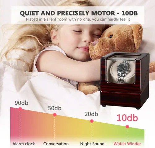 Vista 7 de CHIYODA Bobinadora de reloj para relojes automáticos individuales Caja de madera maciza con motores Mabuchi