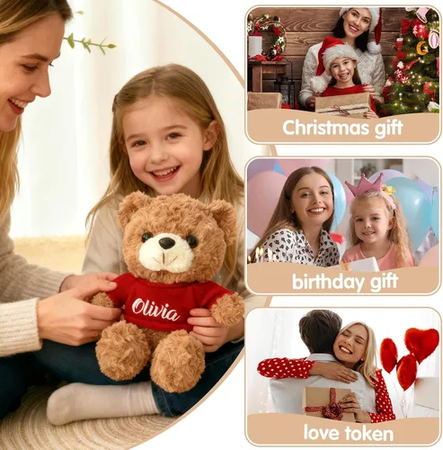 Vista 6 de Oso de peluche personalizado con nombre personalizado, relleno perfecto para canasta de Pascua, regalos únicos para el día de San Valentín