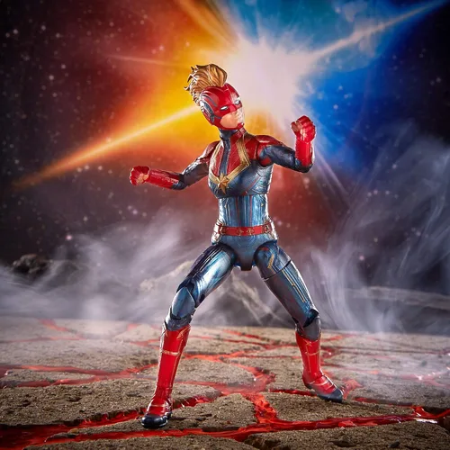 Vista 7 de Marvel Capitán Marvel - Figura de disfraz de Capitán Marvel de 6 pulgadas para coleccionistas, niños y fanáticos Marvel Legends - Figura de acción