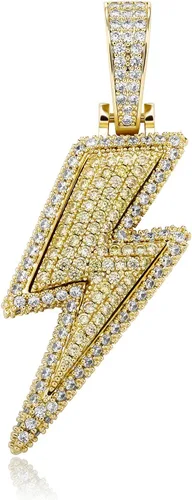 Vista 8 de JINAO Hip Hop - Colgante con diseño de rayo chapado en oro de 18 quilates con circonita cúbica con micropave de imitación de diamante para hombres