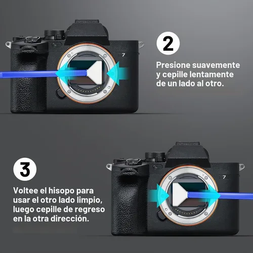 Vista 3 de Kit de limpieza de lente de cámara con hisopos de sensor Pro 10x, limpiador de sensores, compatible con Canon, Nikon, cámara réflex digital sin
