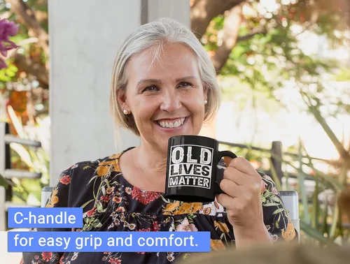 Vista 4 de Old Lives Matter - Taza de café de 11 onzas, regalo para hombres mayores, regalo para personas mayores, regalo divertido para abuelos mayores, Día